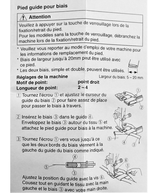 Semelle pose biais réglable Janome 7mm