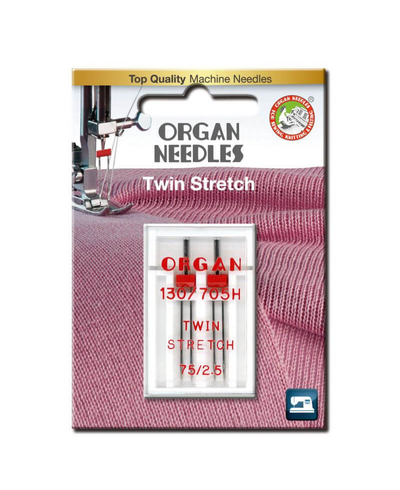 Aiguilles Double ORGAN Stretch taille 75 écartement 2.5mm 2pcs