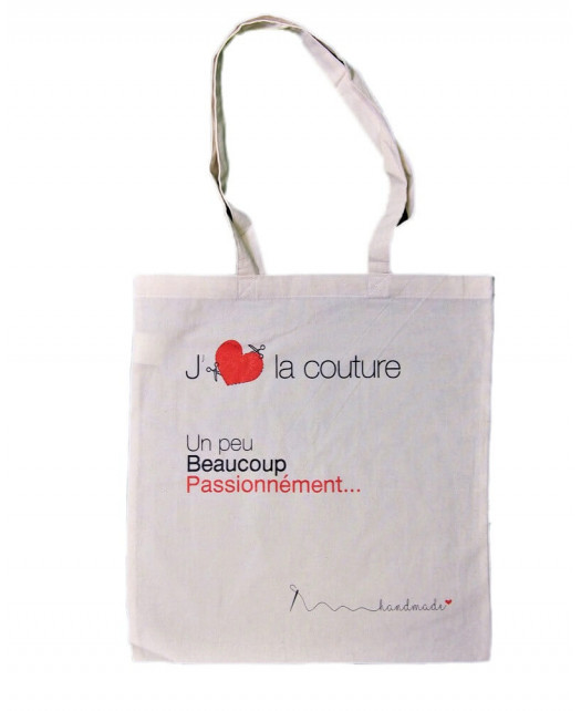 Sac toile (tote bag)  J'adore la couture